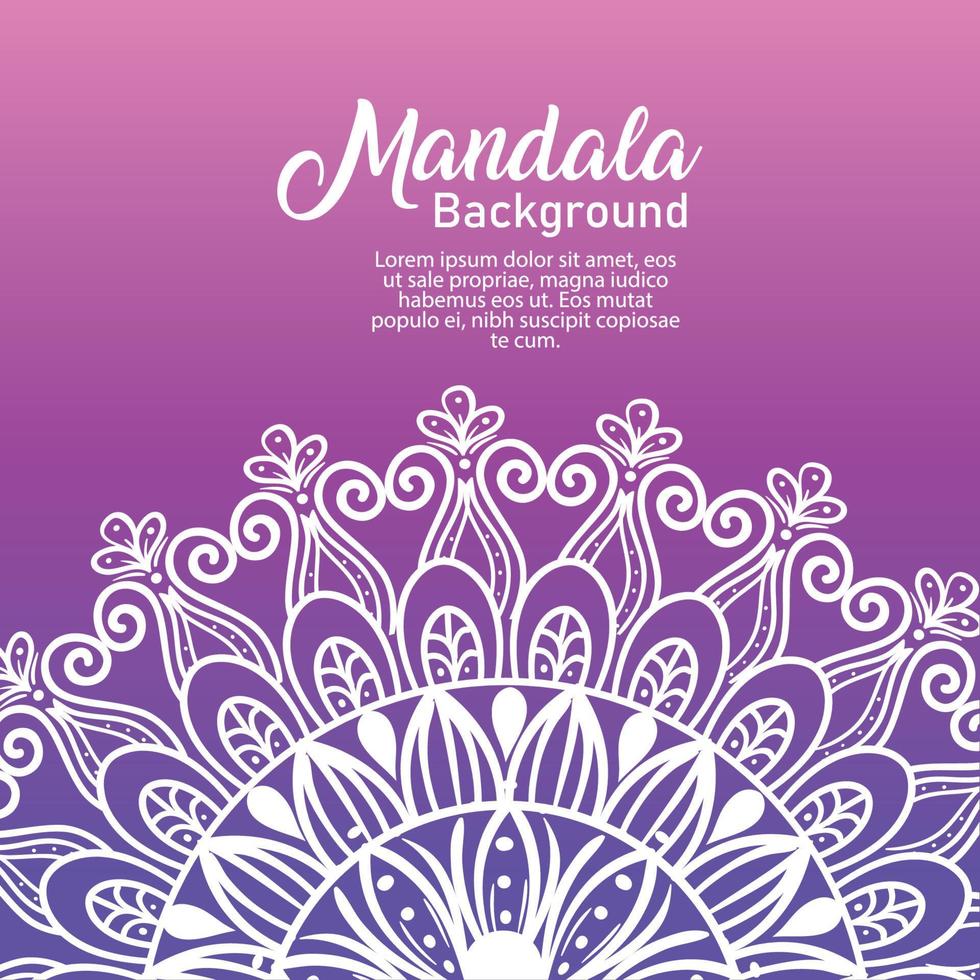 arrière-plan fleur blanche mandala de luxe sur fond violet, mandala de luxe vintage, décoration ornementale vecteur