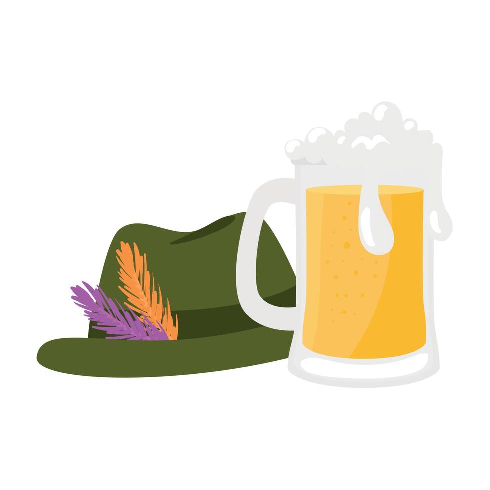 conception de vecteur de chapeau et de verre à bière oktoberfest