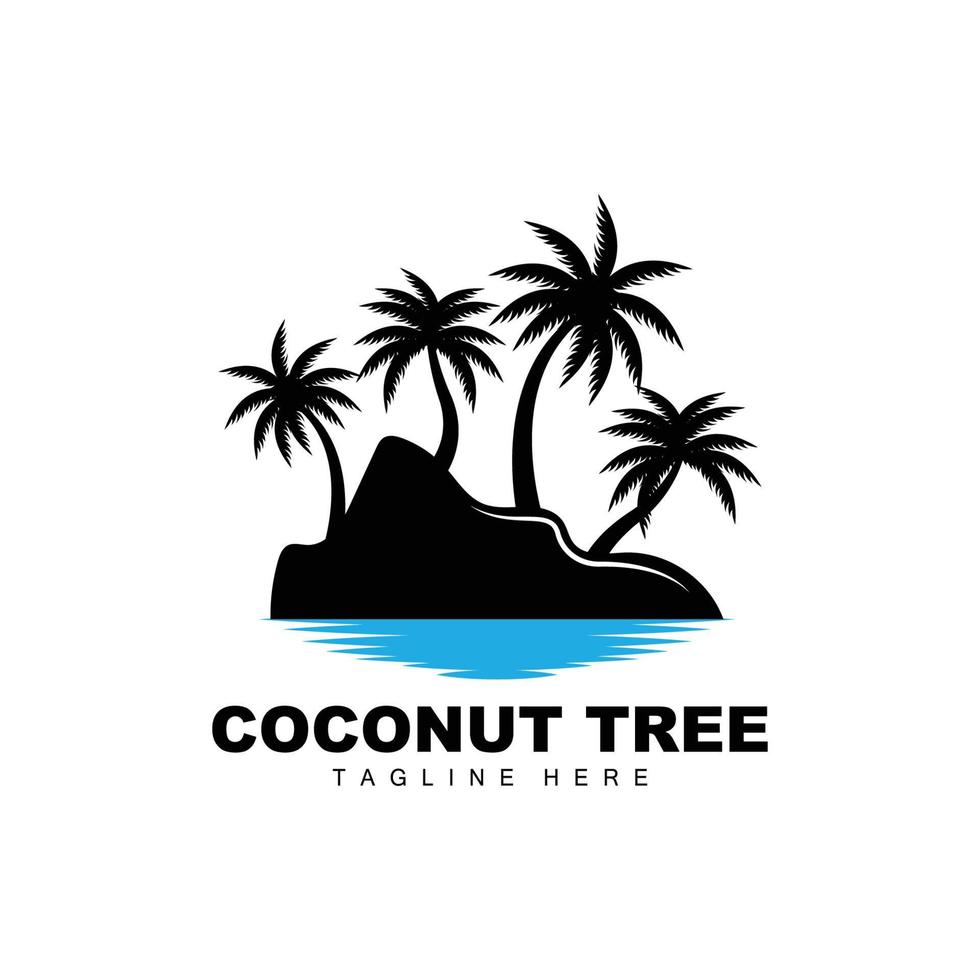 logo de cocotier, vecteur d'arbre océanique, conception de modèles, image de marque de produit, logo d'objet de tourisme de plage