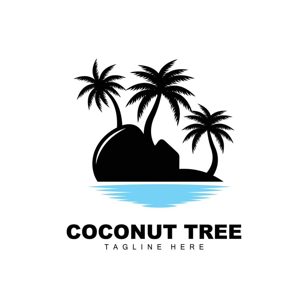 logo de cocotier, vecteur d'arbre océanique, conception de modèles, image de marque de produit, logo d'objet de tourisme de plage