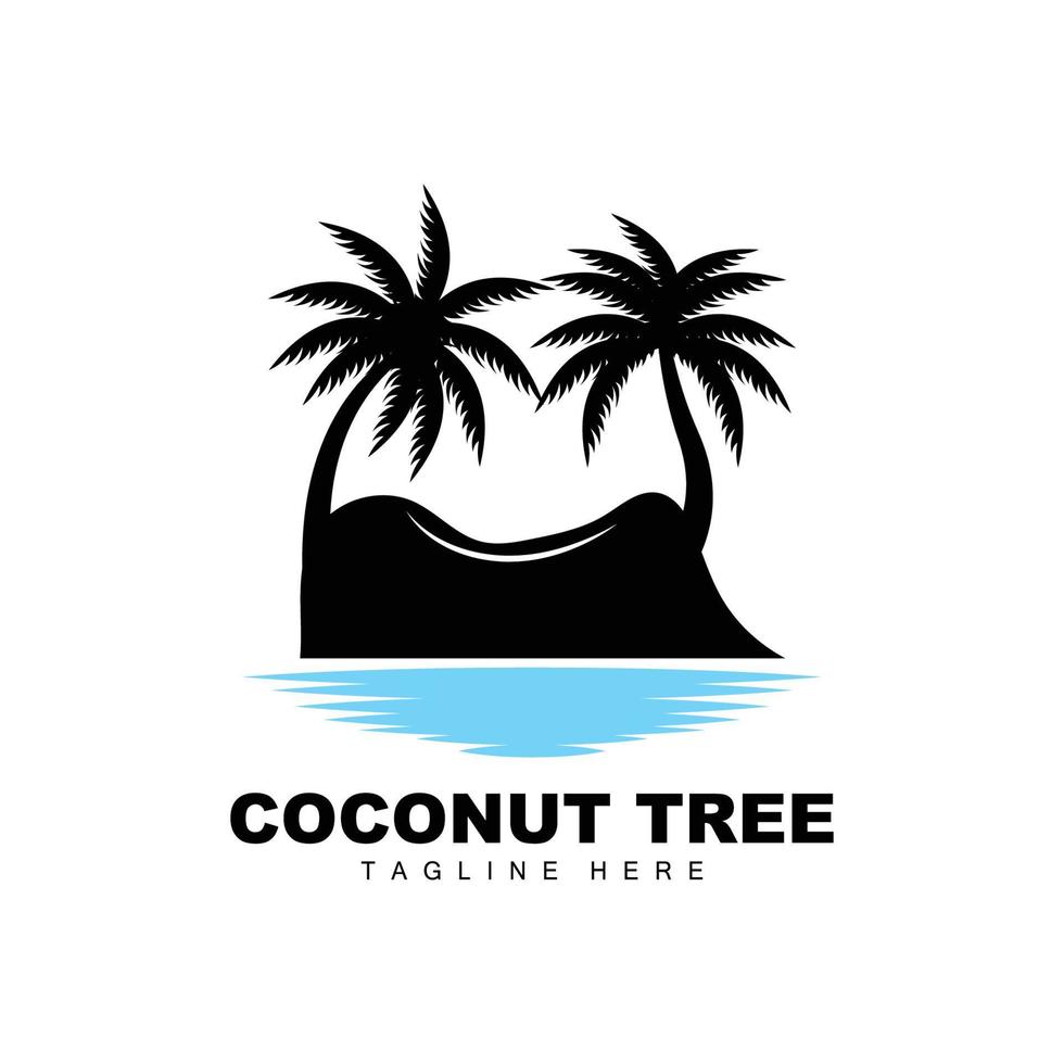 logo de cocotier, vecteur d'arbre océanique, conception de modèles, image de marque de produit, logo d'objet de tourisme de plage