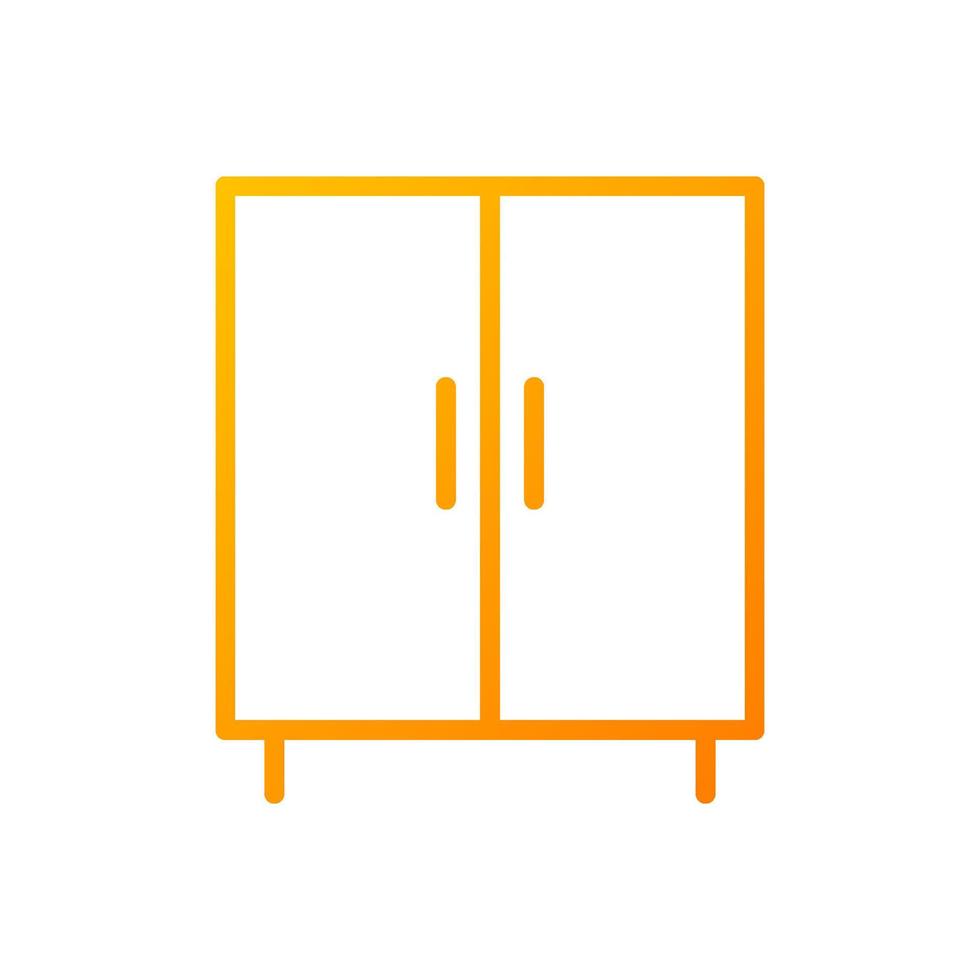 icône de vecteur linéaire de gradient parfait de pixel d'armoire. buffet décoratif. placard avec portes. Magasin de meubles. symbole de couleur de ligne mince. pictogramme de style moderne. dessin de contour isolé de vecteur