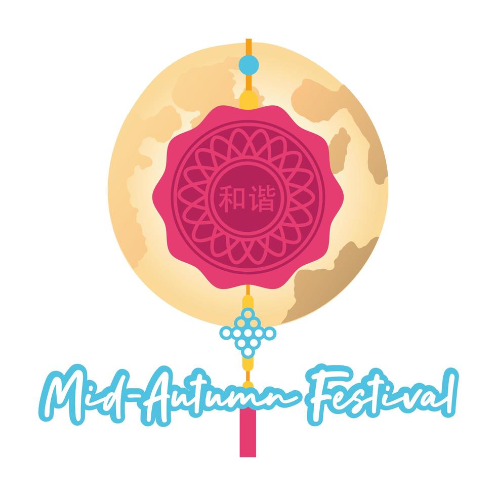 carte de festival mi automne avec décorations suspendues et icône de style plat lune vecteur
