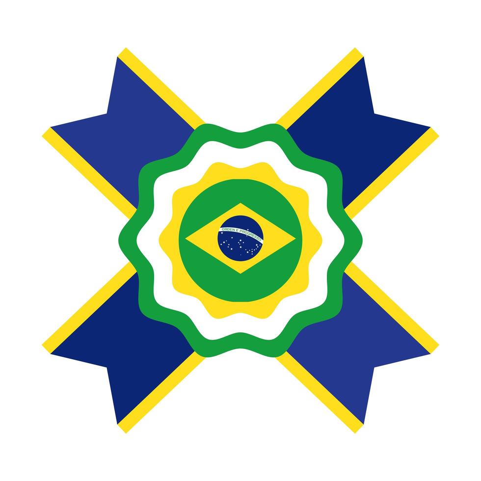 icône de style plat timbre drapeau brésil vecteur
