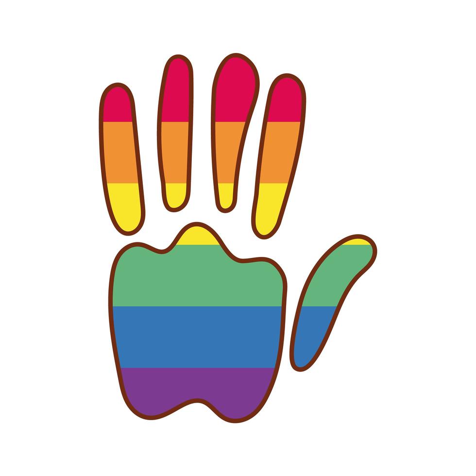 empreinte de la main peinte avec des couleurs de fierté gay vecteur