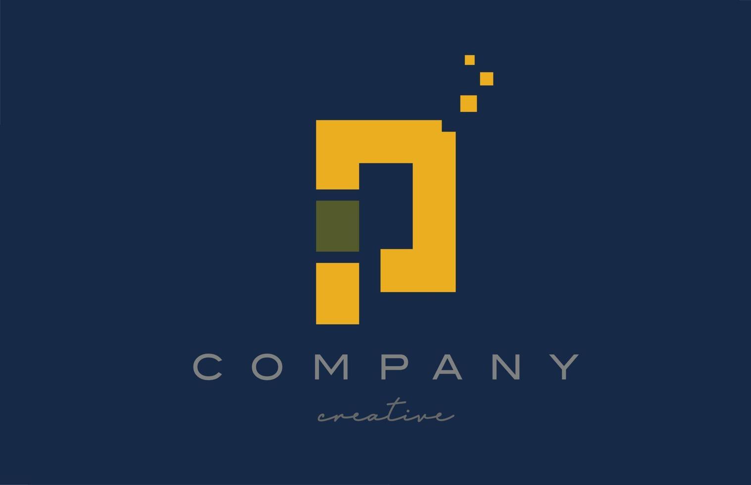 points jaunes p alphabet lettre logo icône création. conception de modèle pour entreprise ou entreprise vecteur