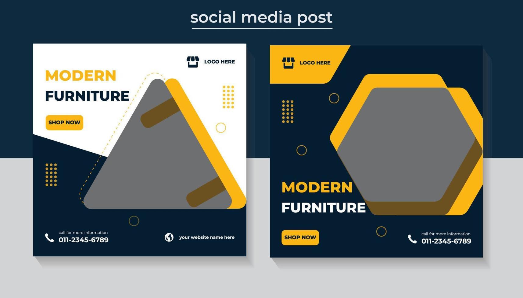 modèle de conception de publication de médias sociaux et de bannière web de vente de meubles modernes vecteur