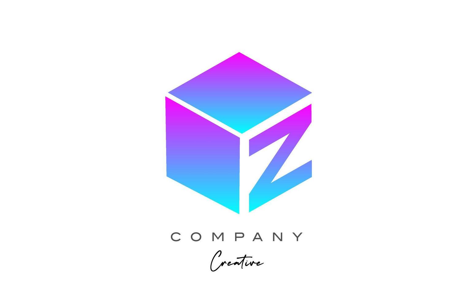 cube bleu rose z lettre alphabet lettre logo icône création. modèle de conception créative pour les entreprises vecteur