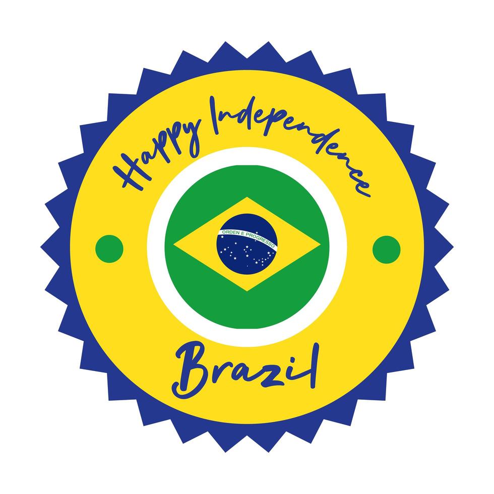 joyeux jour de l'indépendance carte du brésil avec style plat de joint de drapeau vecteur