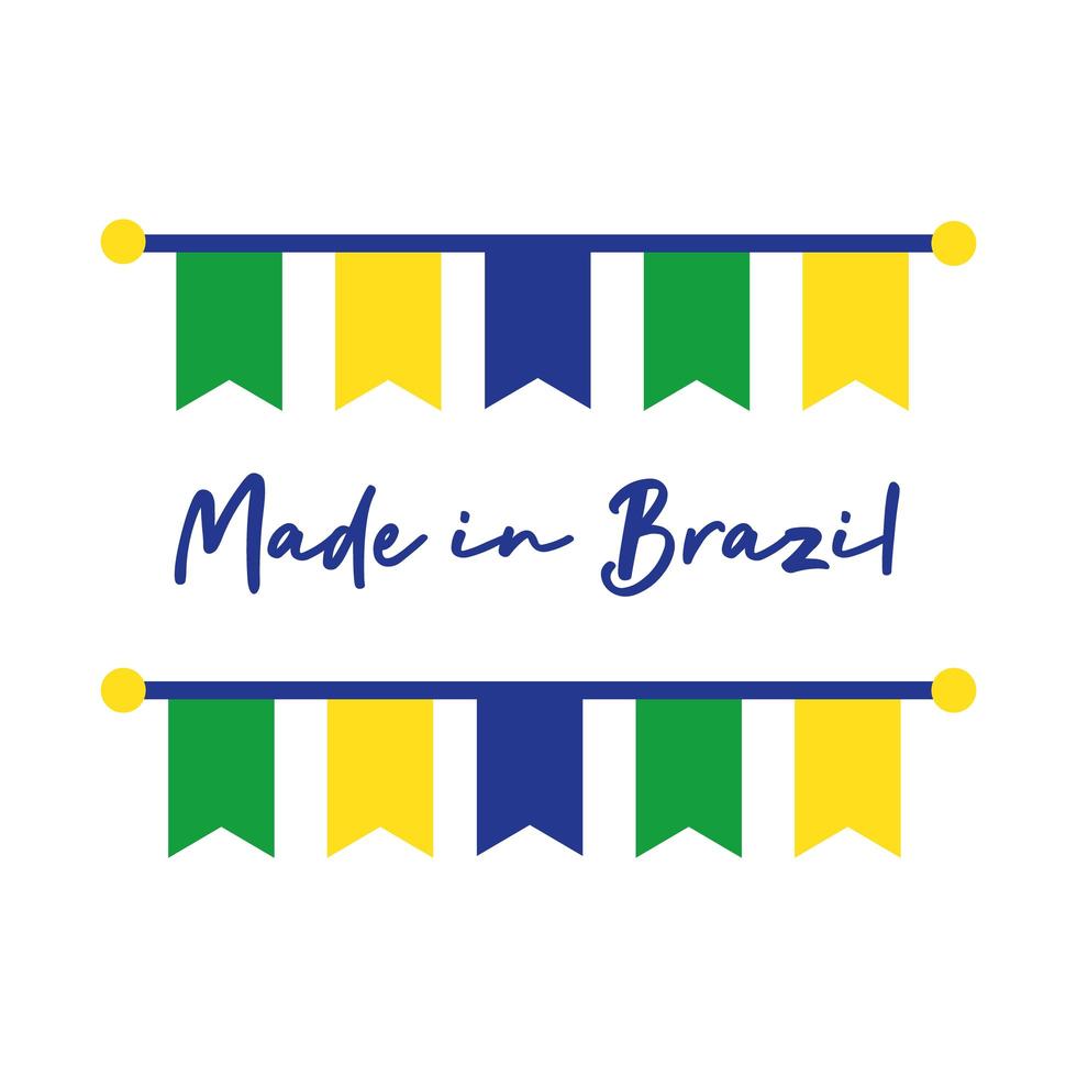 Bannière faite au Brésil avec des guirlandes suspendues vecteur