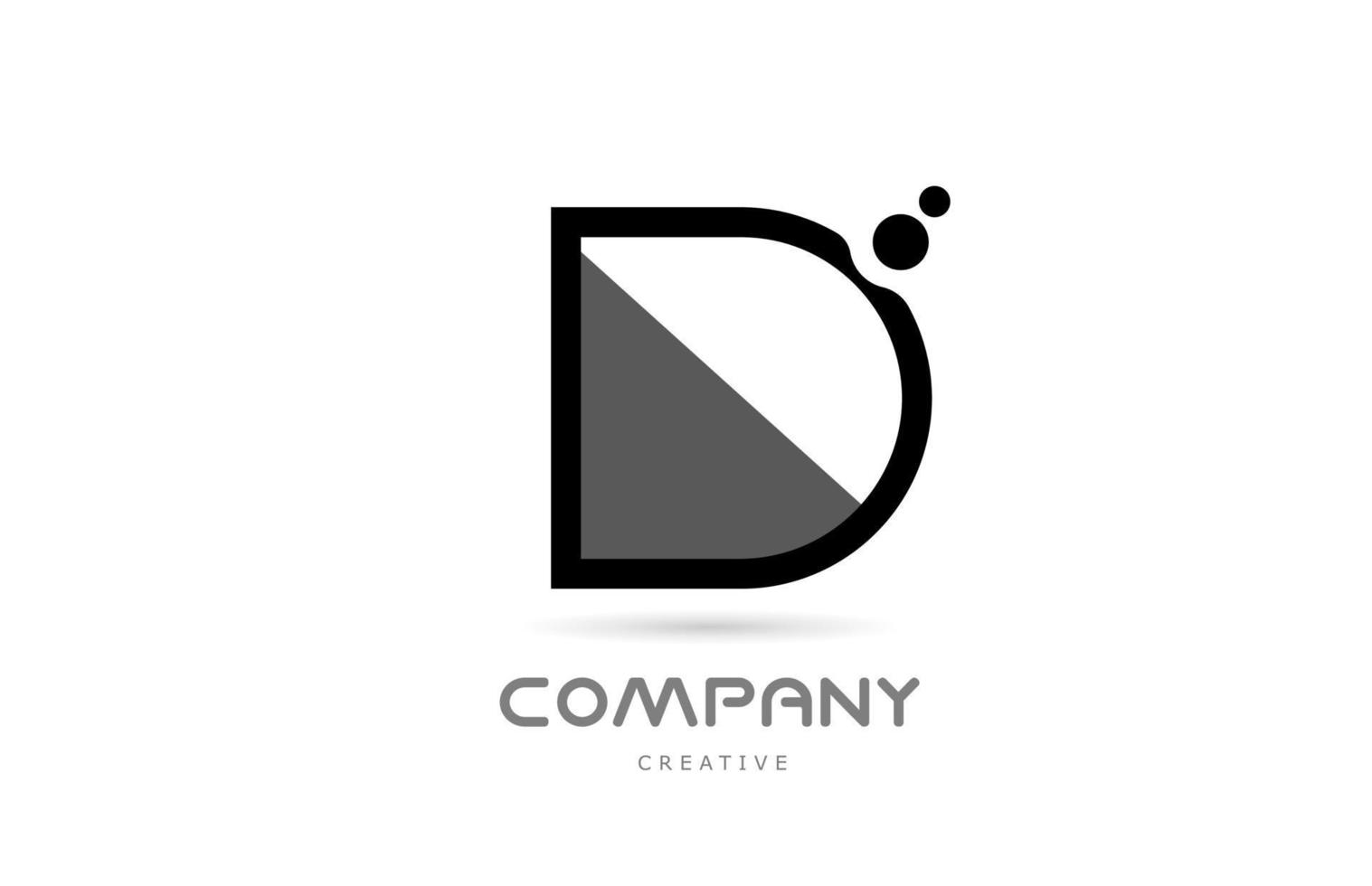 d icône du logo lettre alphabet géométrique blanc noir avec des points. modèle créatif pour les entreprises et les entreprises vecteur