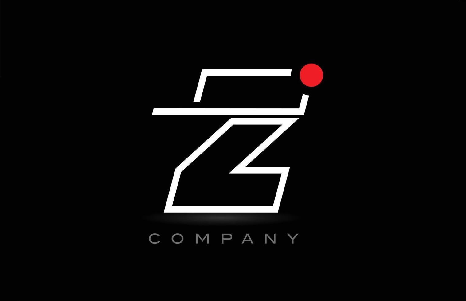 conception d'icône de logo de lettre alphabet point rouge z sur fond noir. modèle créatif pour les entreprises et les entreprises vecteur