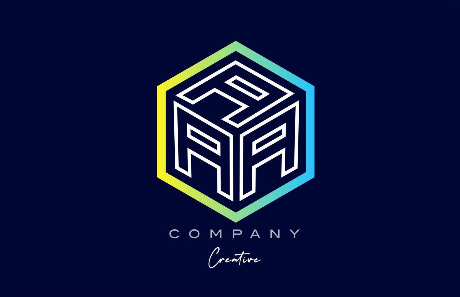 ligne une conception d'icône de logo de lettre alphabet cube trois lettres avec conception de polygone. modèle créatif pour entreprise vecteur