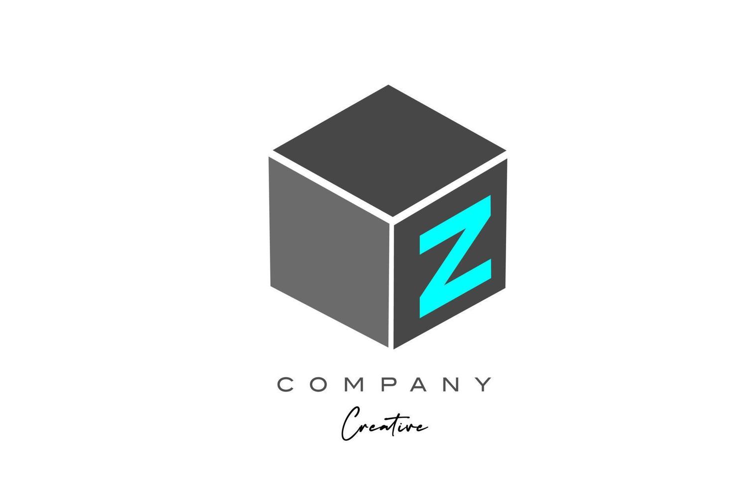 z gris cube lettre alphabet lettre logo icône de couleur bleue. modèle de conception créative pour les entreprises et les entreprises vecteur