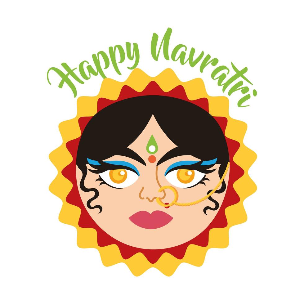 joyeuse fête navratri avec style plat déesse amba vecteur