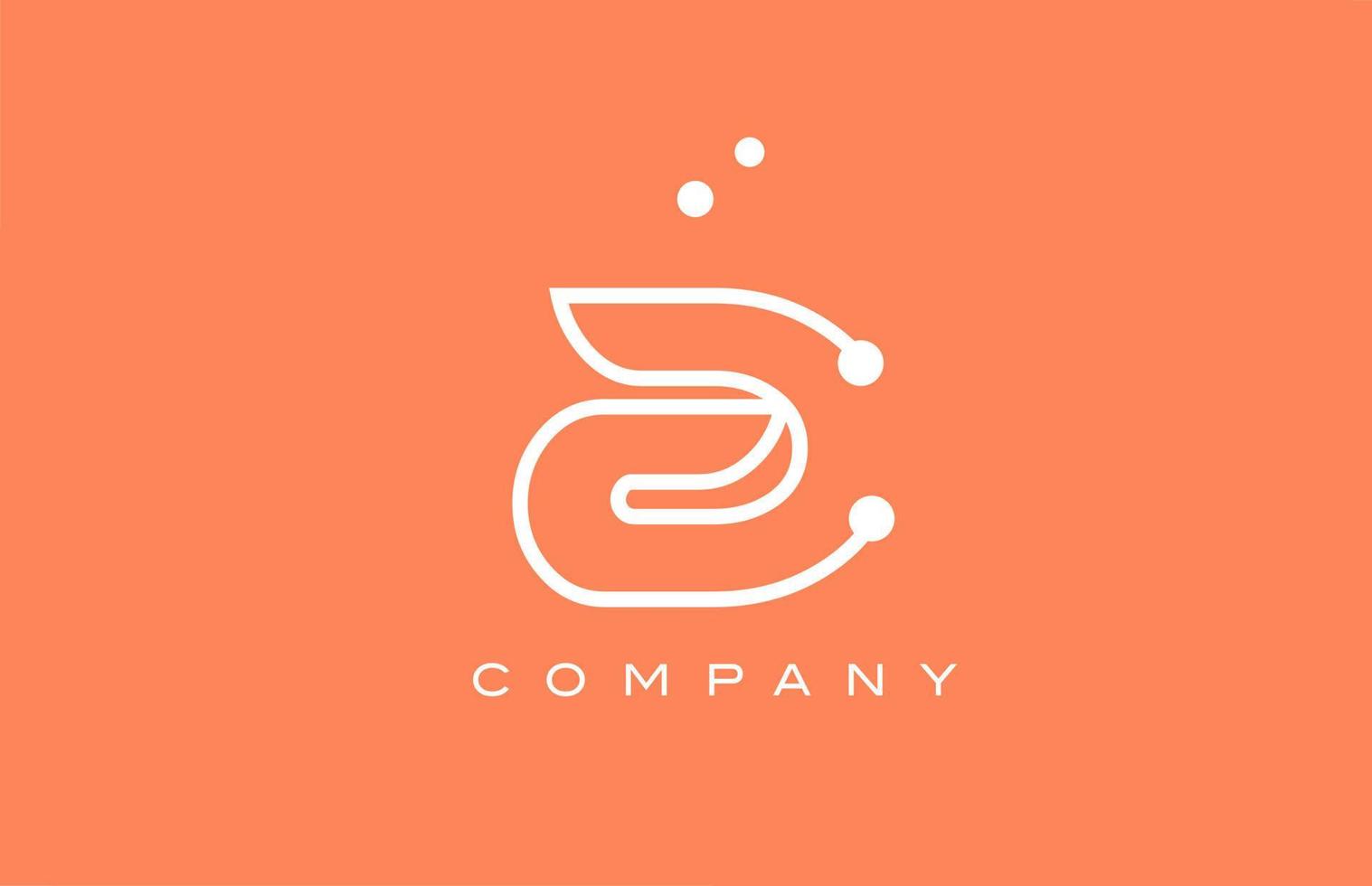 une création d'icône de logo de lettre d'alphabet de ligne de point blanc orange. modèle créatif pour les entreprises et les entreprises vecteur