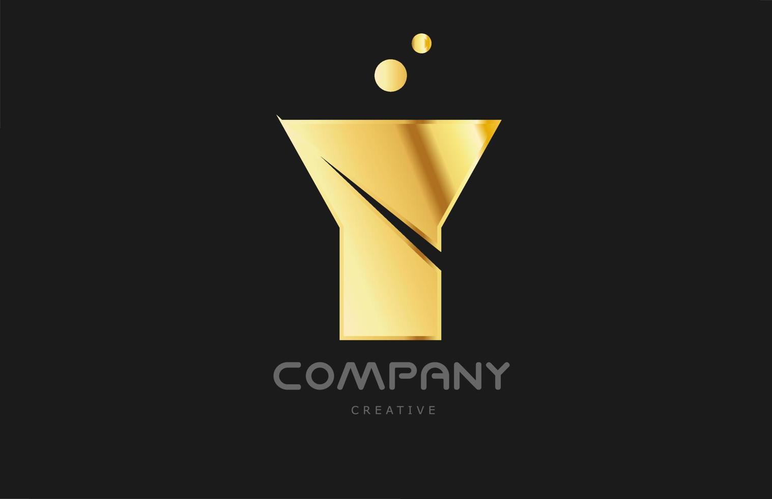création d'icône de logo de lettre d'alphabet y géométrique doré doré. modèle créatif pour entreprise et entreprise et en couleur jaune vecteur