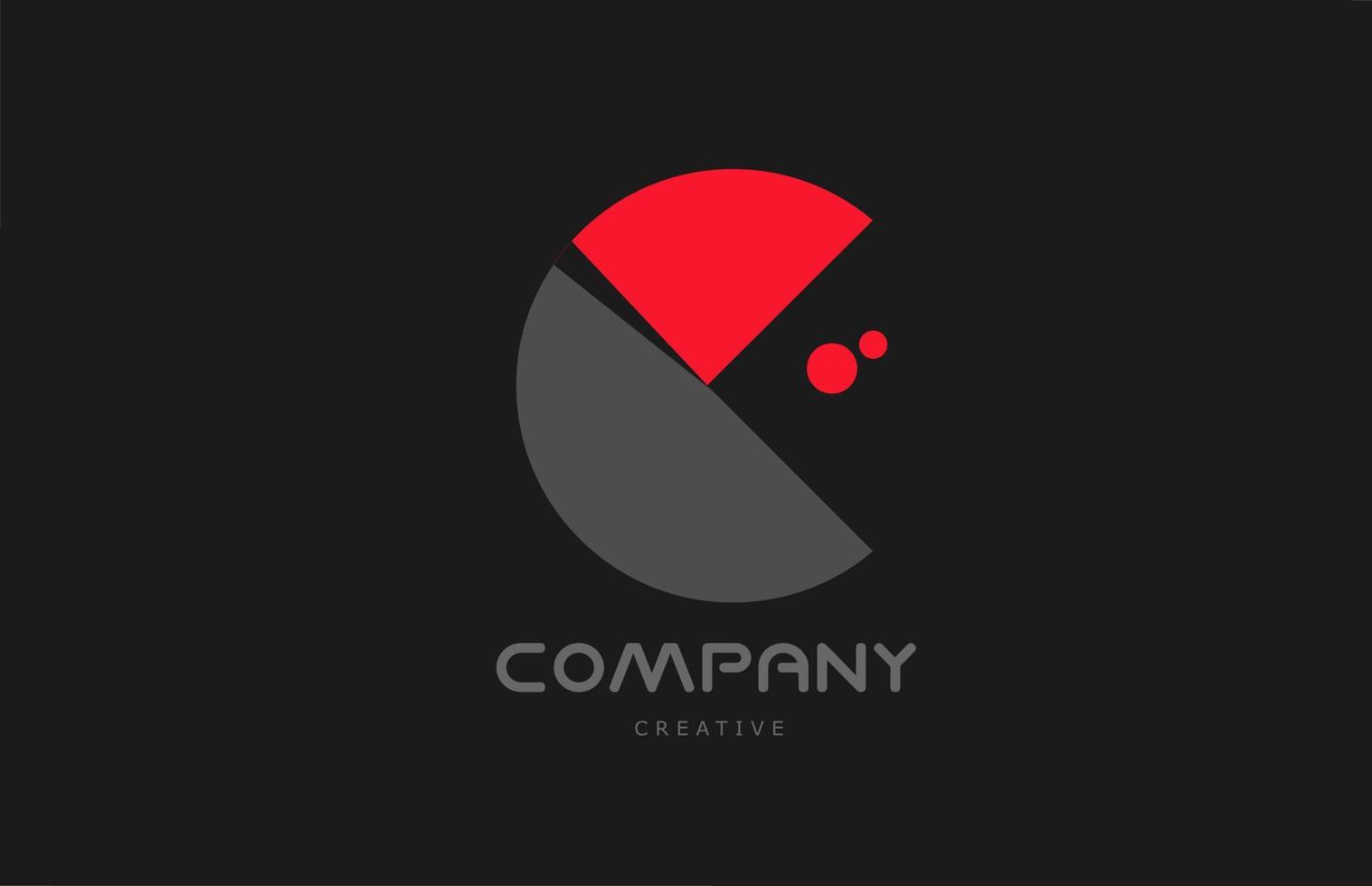c rouge gris points alphabet lettre logo icône design. modèle créatif pour les entreprises et les entreprises vecteur