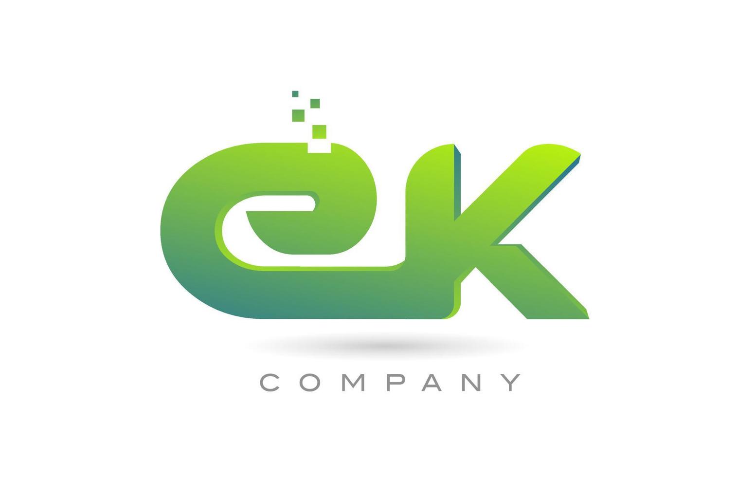 rejoint la conception de combinaison d'icône de logo de lettre d'alphabet d'ek avec des points et la couleur verte. modèle créatif pour entreprise et entreprise vecteur