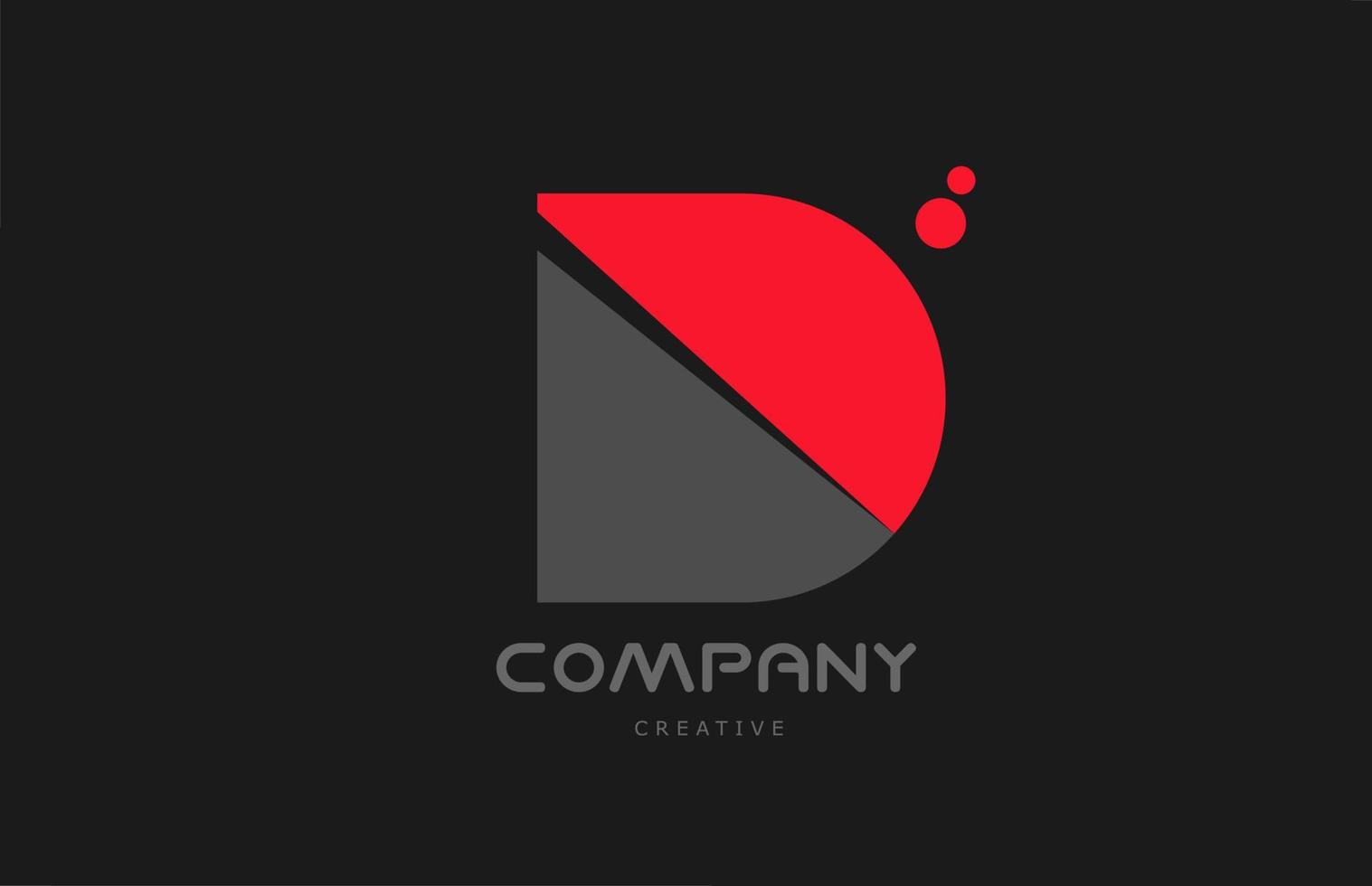 d points gris rouge alphabet lettre logo icône création. modèle créatif pour les entreprises et les entreprises vecteur