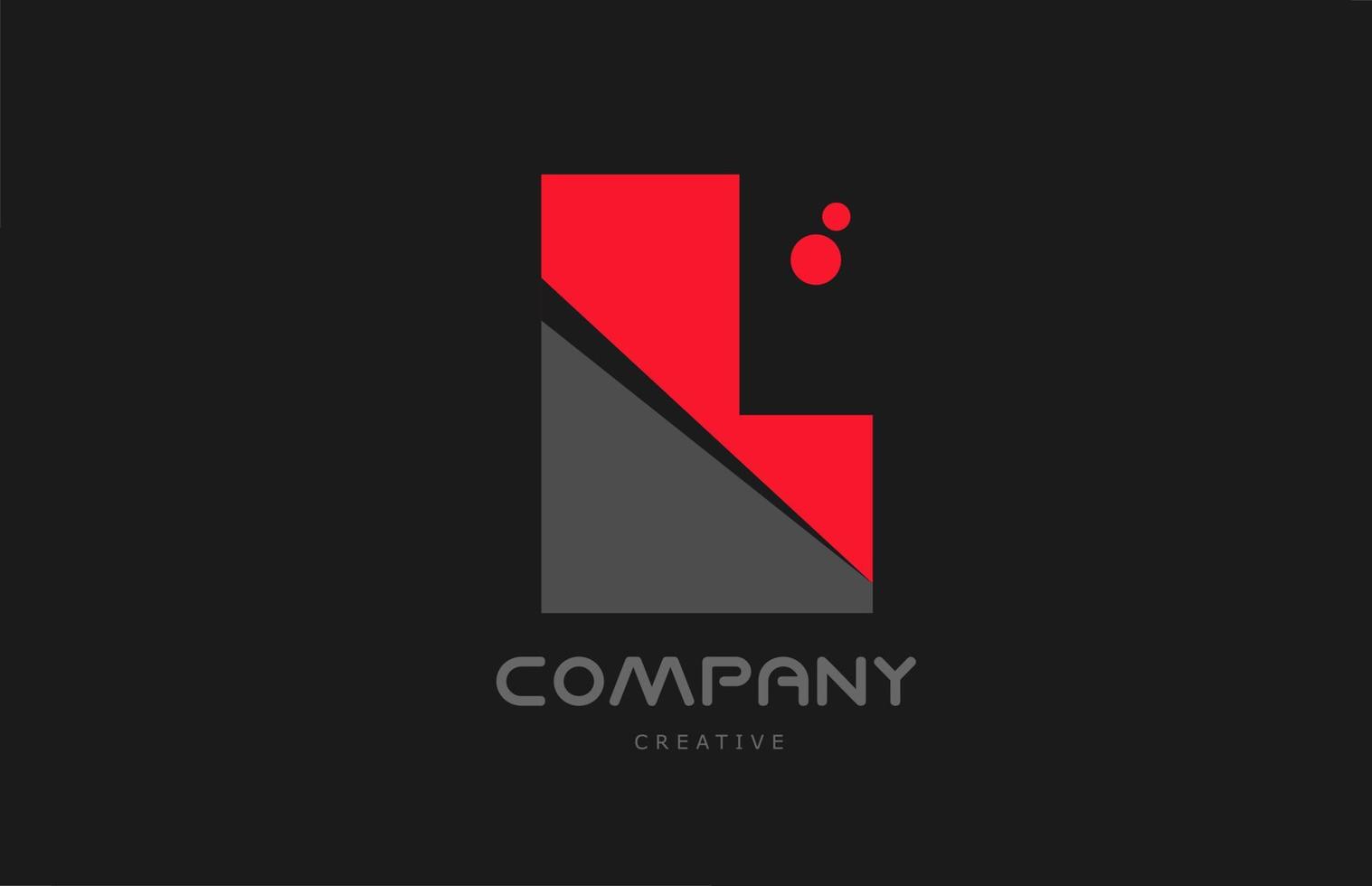 L rouge gris points alphabet lettre logo icône design. modèle créatif pour les entreprises et les entreprises vecteur