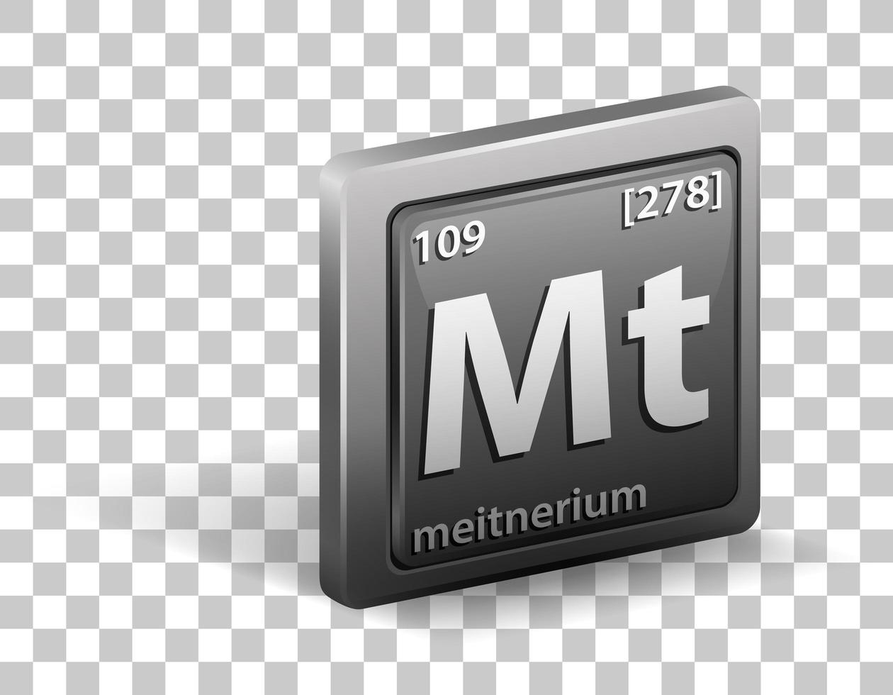 élément chimique de meitnerium. symbole chimique avec numéro atomique et masse atomique. vecteur