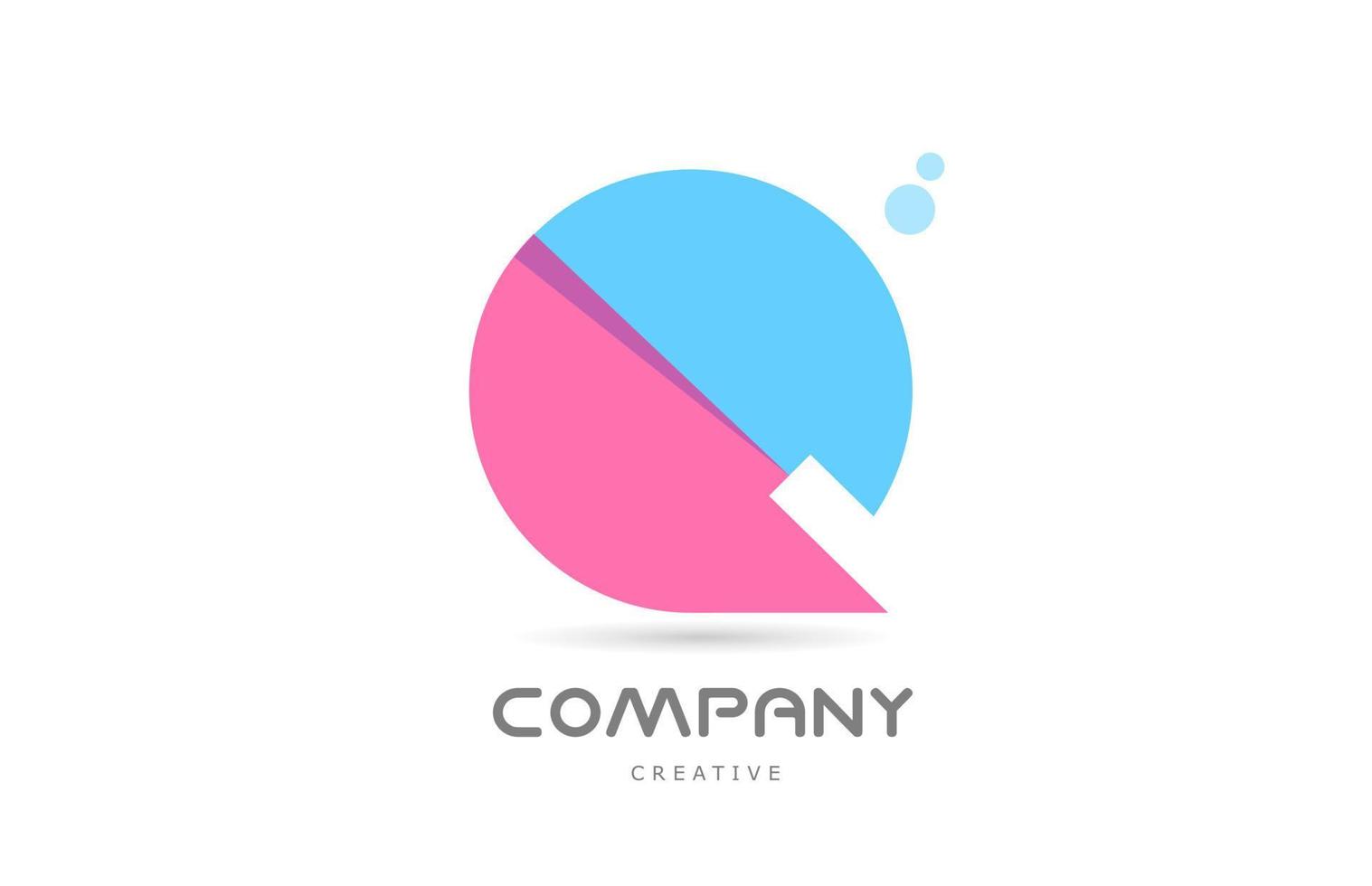 q icône du logo lettre alphabet géométrique bleu rose. modèle créatif pour entreprise et entreprise vecteur