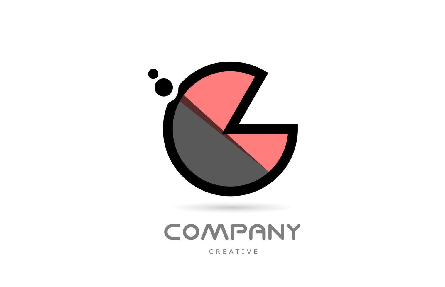 icône du logo de la lettre de l'alphabet géométrique rose noir g avec des points. modèle créatif pour entreprise et entreprise vecteur