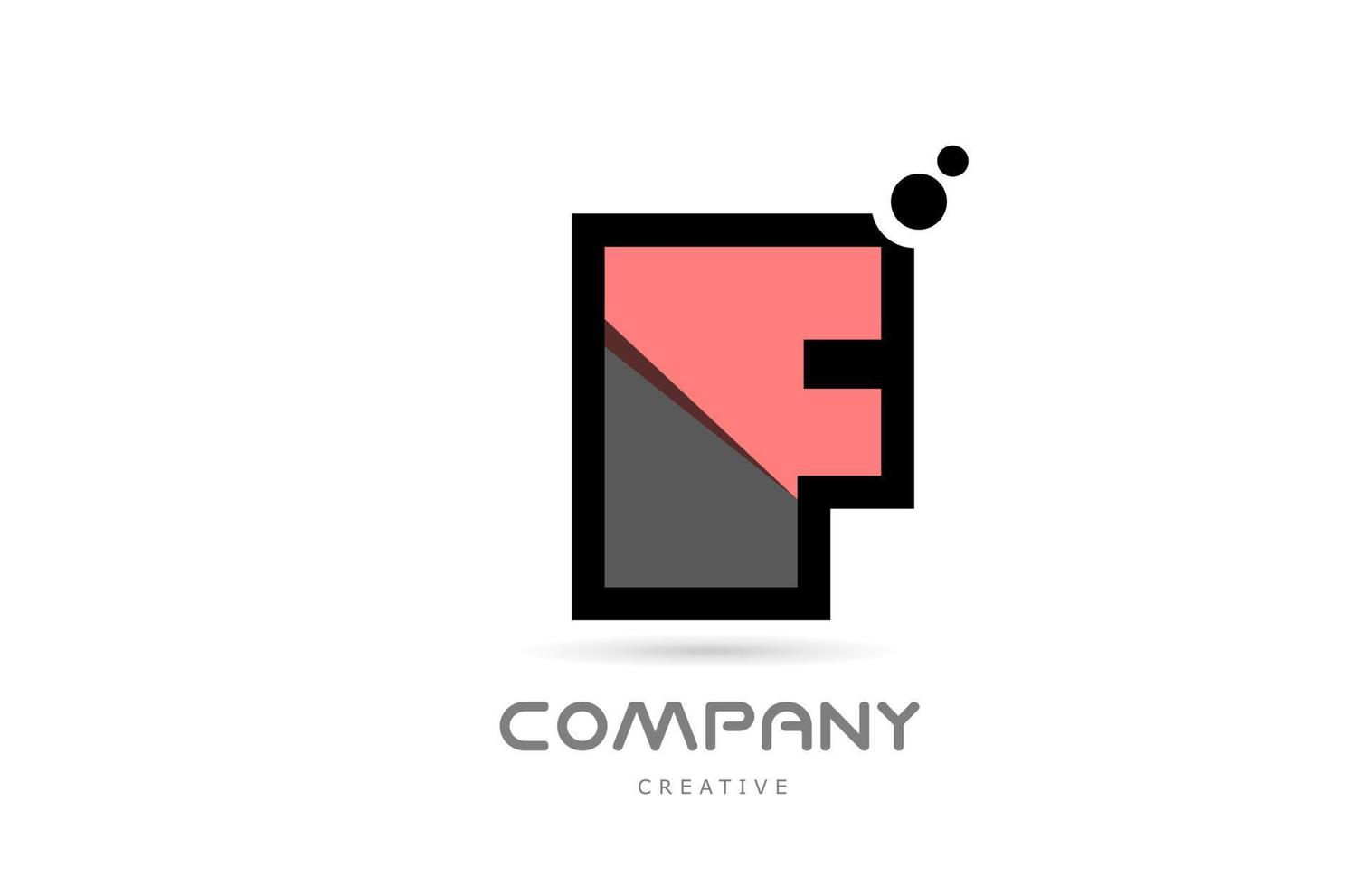 icône du logo lettre alphabet géométrique rose noir f avec des points. modèle créatif pour entreprise et entreprise vecteur