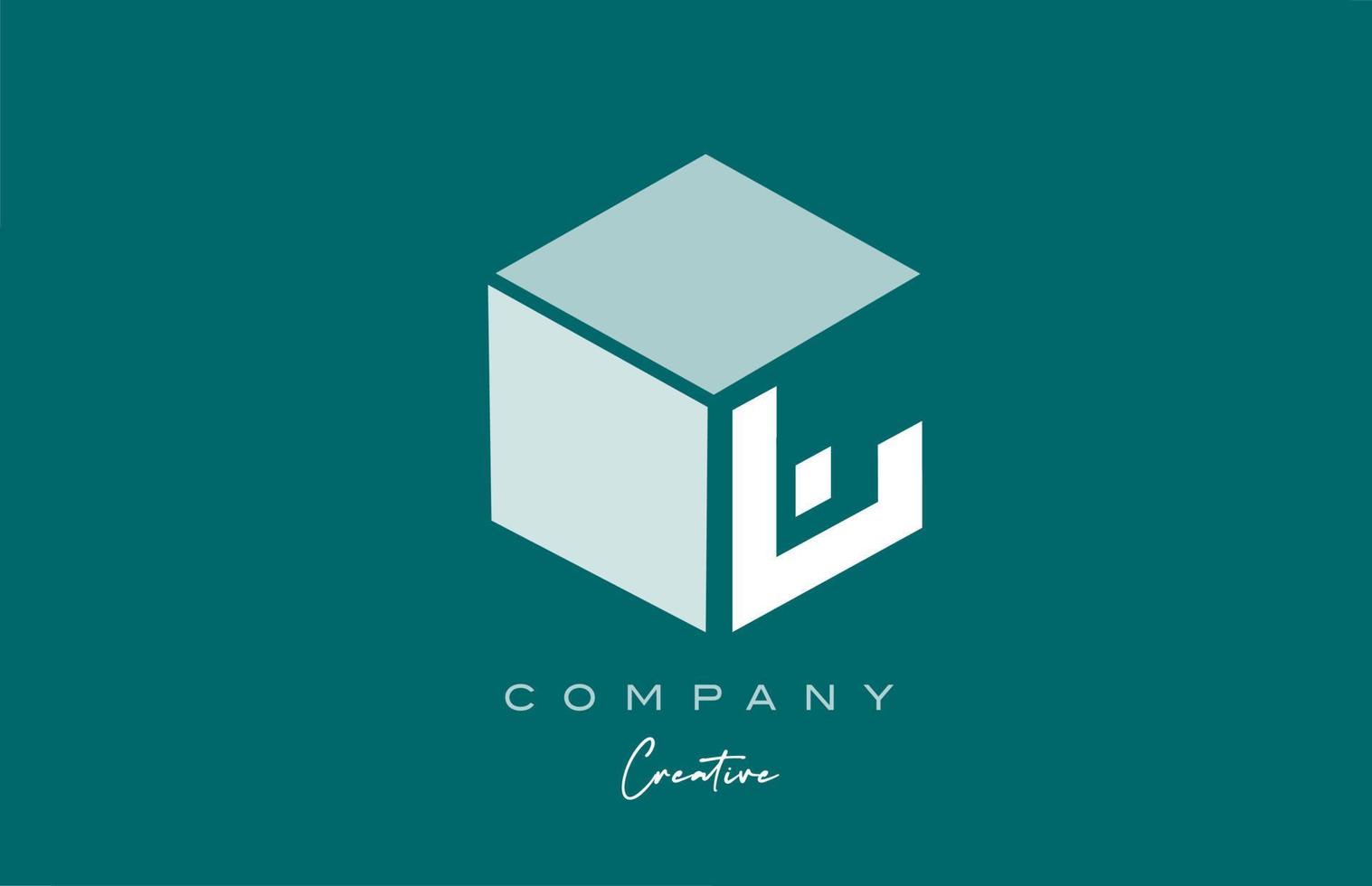 cube j trois lettres cube alphabet lettre logo icône design avec couleur pastel vert. modèle de conception créative pour entreprise et entreprise vecteur