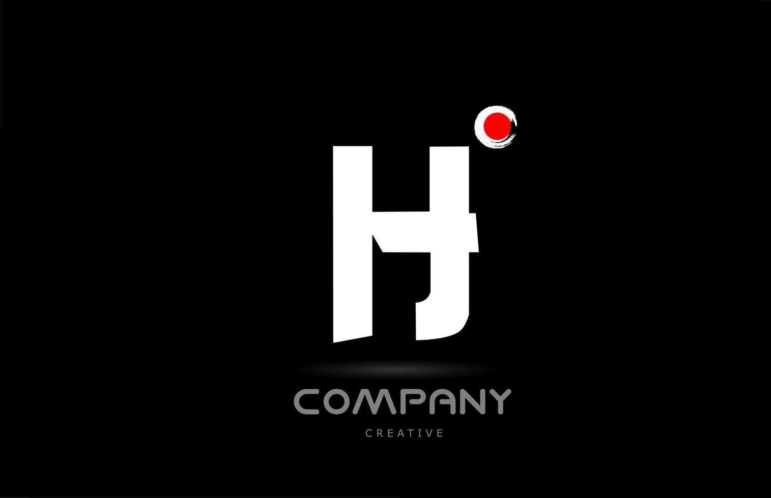 h création d'icône de logo de lettre alphabet noir et blanc avec lettrage de style japonais. modèle créatif pour les entreprises et les entreprises vecteur
