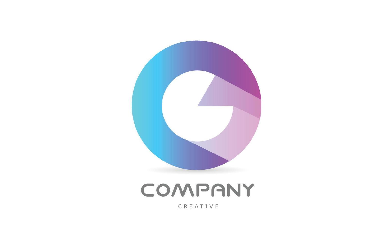 g icône du logo lettre alphabet bleu rose avec ombre portée et cercle. modèle créatif pour entreprise ou entreprise vecteur