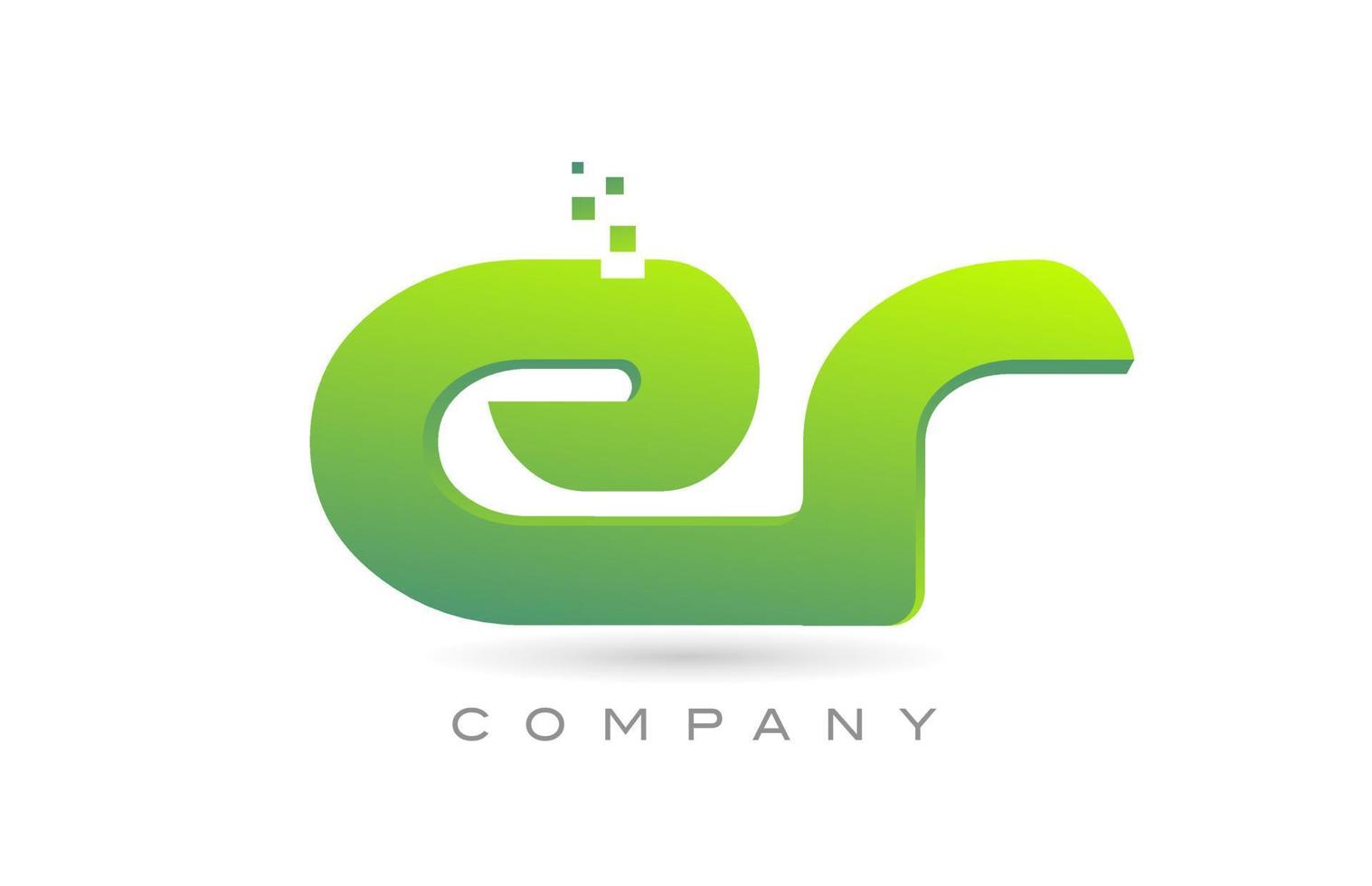rejoint la conception de combinaison d'icône de logo de lettre d'alphabet d'er avec des points et la couleur verte. modèle créatif pour entreprise et entreprise vecteur