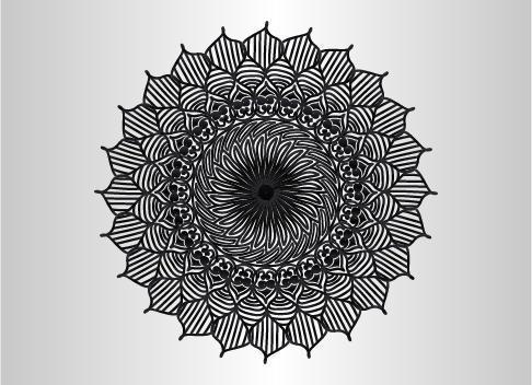 conception de mandala arabesque ornementale, florale et abstraite noire vecteur