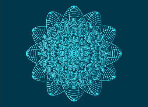 conception de mandala arabesque ornementale bleue, florale et abstraite vecteur