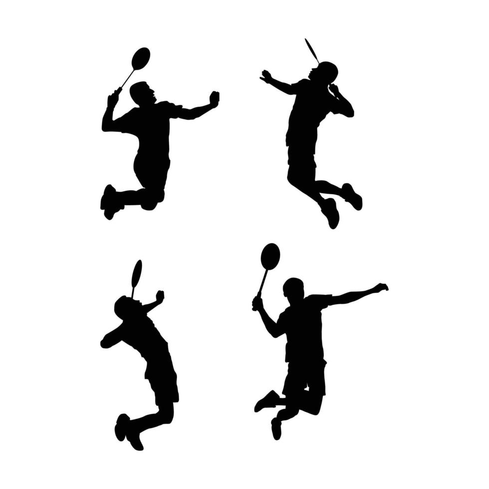 logo smash de saut de badminton vecteur