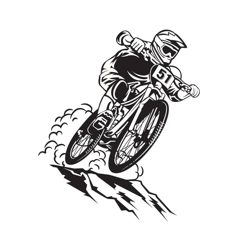 illustration vectorielle de cycliste de descente, parfaite pour la création de logo d'événement de t-shirt et de compétition vecteur