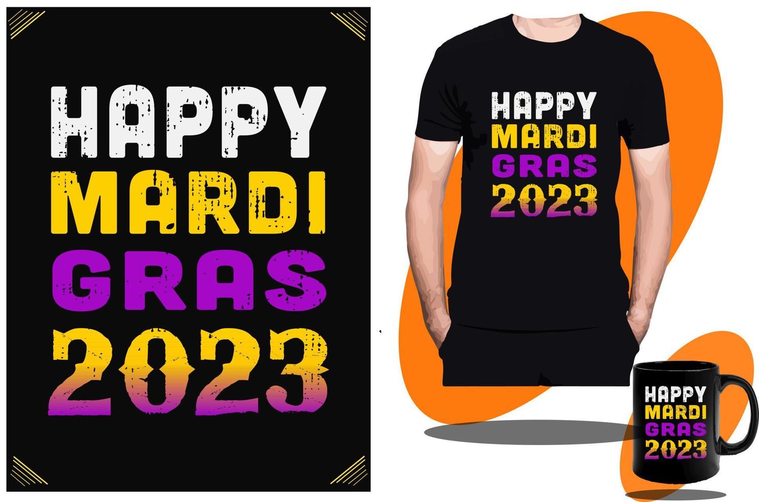 mardi gras 2023 et mardi gras party, drapeau, craw, conception ou modèle de t-shirt. vecteur