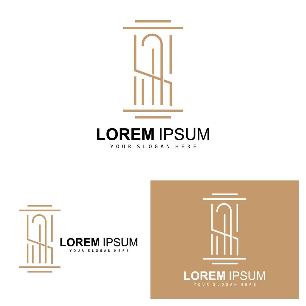 logo de pilier, conception de loi, vecteur de pilier de construction de bâtiments, icône d'illustration de marque de produit
