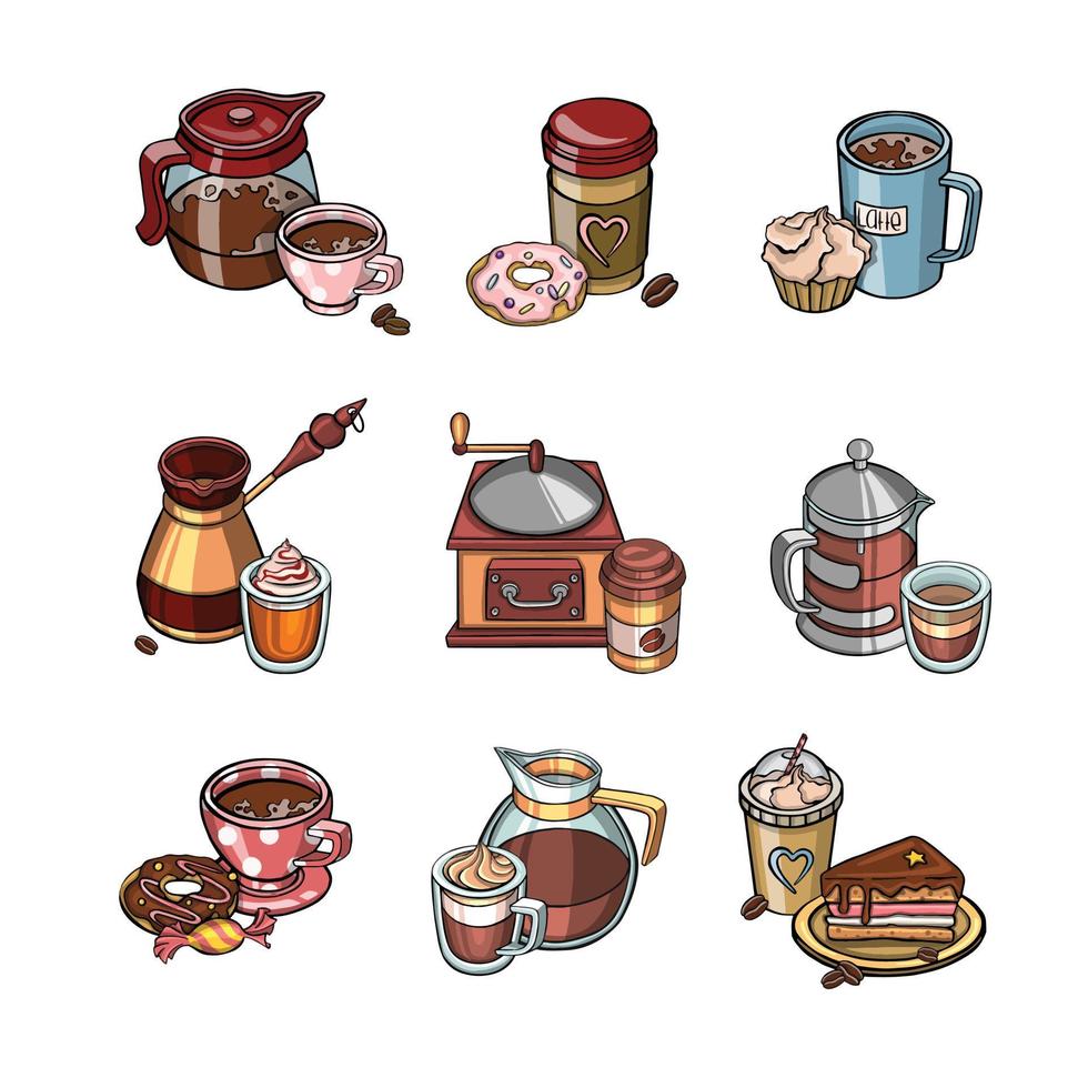 collection de symboles de café à emporter pour illustration de restaurants vecteur