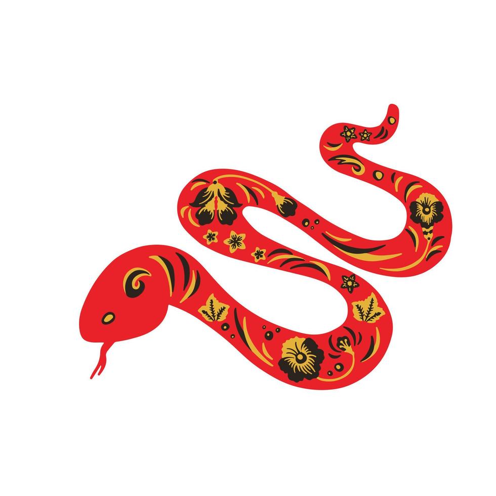 khokhloma noir et rouge peinture serpent vipère boho, ancien, illustration vecteur