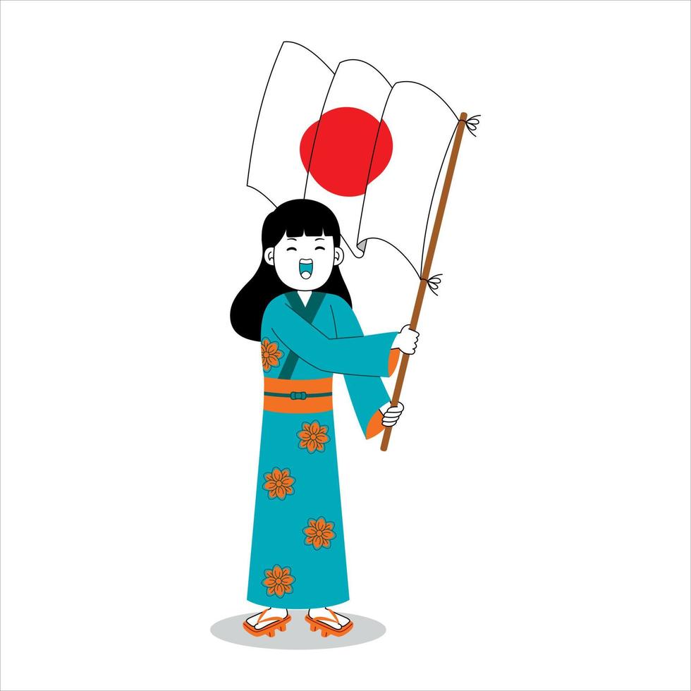 femme célèbre le jour de l'indépendance du japon vecteur