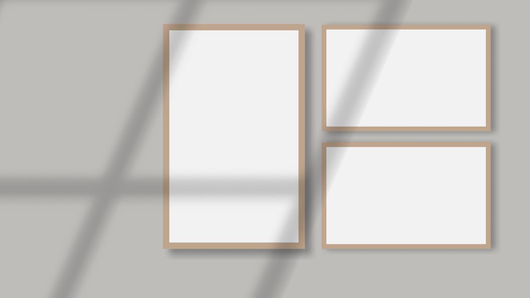maquette de cadre d'affiche vierge sur un mur gris avec superposition d'ombre. illustration vectorielle. ep 10. vecteur