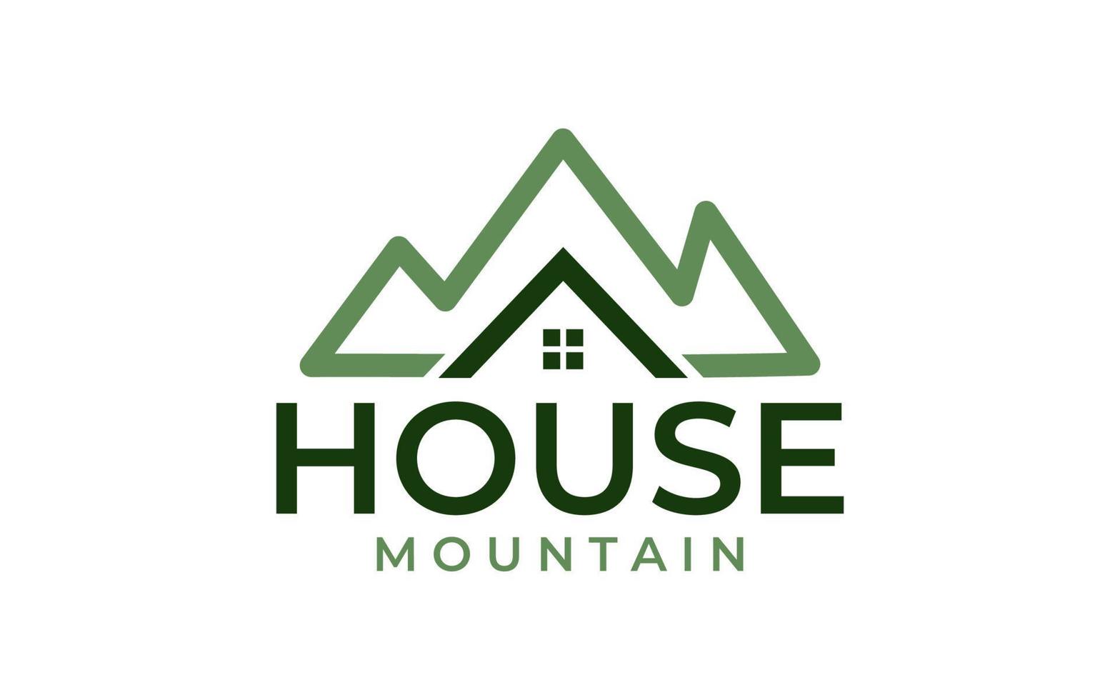 illustration montagne simple avec création de logo de maison vecteur