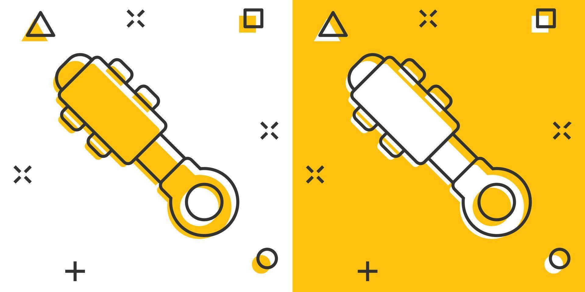 icône hydraulique dans le style comique. illustration de vecteur de dessin animé de cylindre sur fond blanc isolé. concept d'entreprise d'effet d'éclaboussure d'équipement.