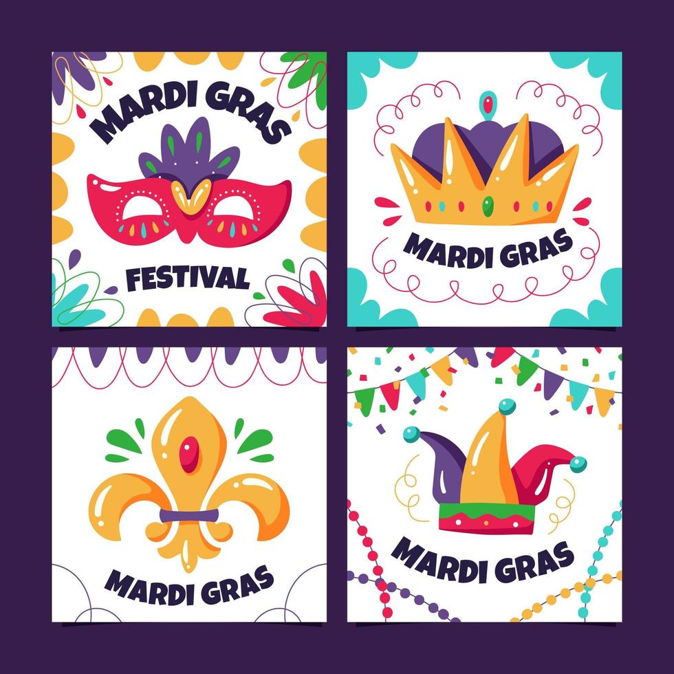 collections de cartes mardi gras vecteur