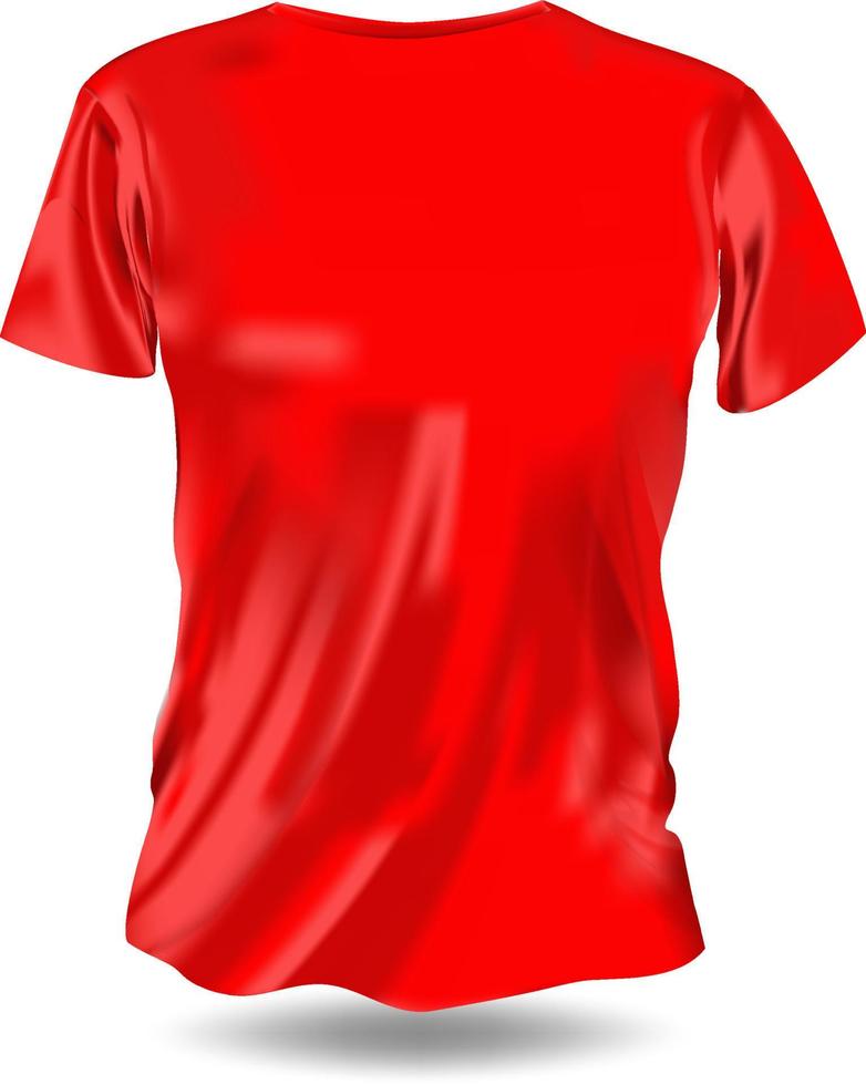 modèle de t-shirt homme vierge rouge, d'un côté, forme naturelle sur mannequin invisible, pour votre maquette de conception à imprimer, isolé sur fond blanc vecteur