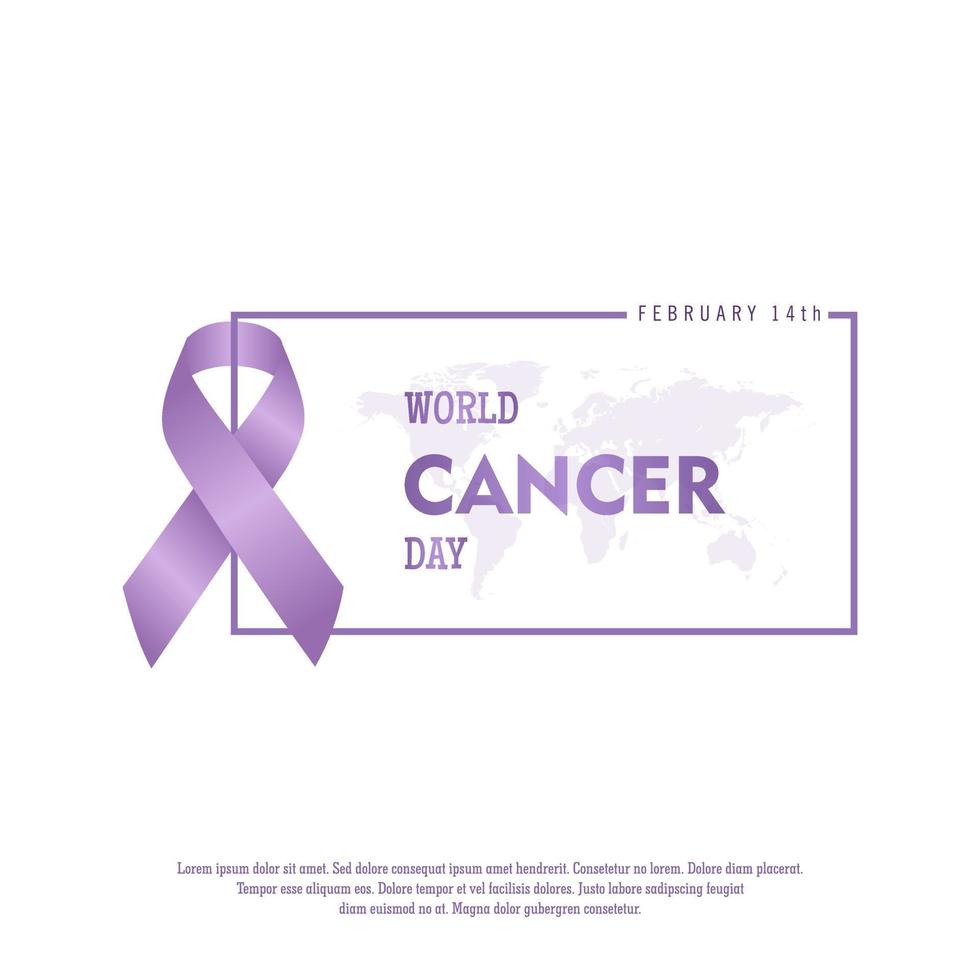 4 février, journée mondiale contre le cancer. ruban lavande avec un design de couleur beauté vecteur