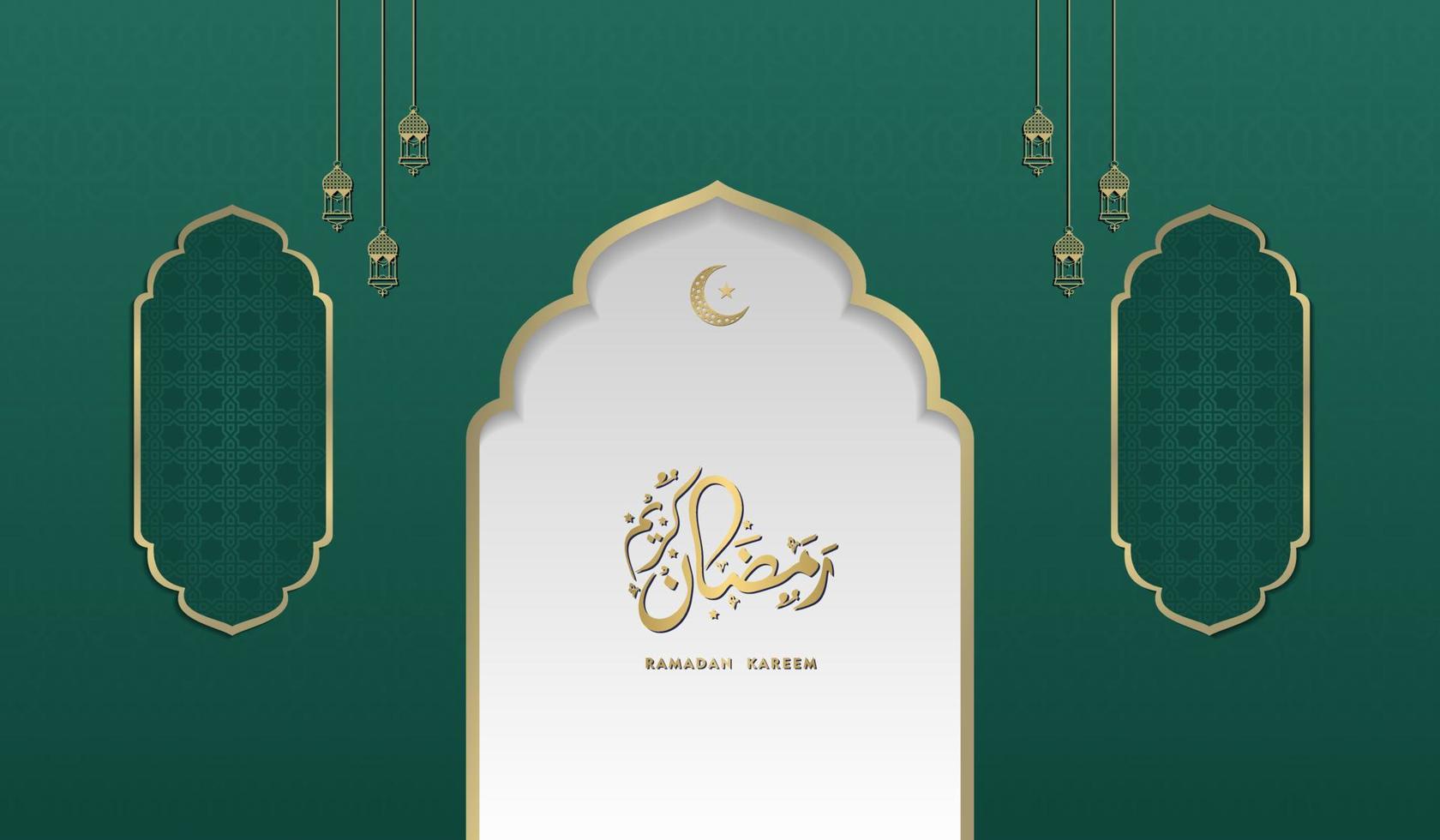 salutation islamique ramadan kareem carte fond carré conception de couleur or vert pour la fête islamique vecteur