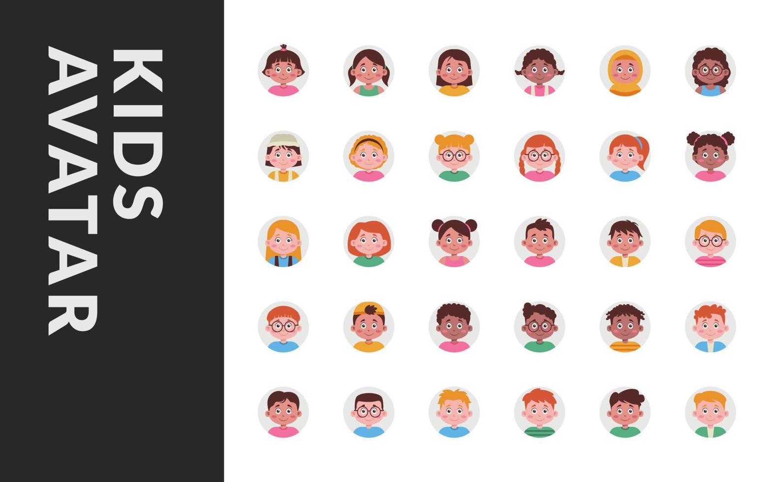 enfant enfants avatar profil utilisateur avec diversité pour l'enfance préscolaire maternelle avec cercle rond vecteur